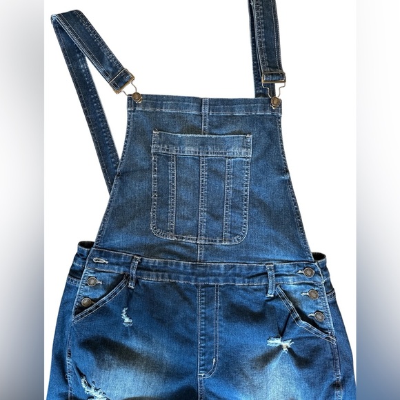 Kancan distressed denim short overalls-Size 1XL - Picture 2 of 6